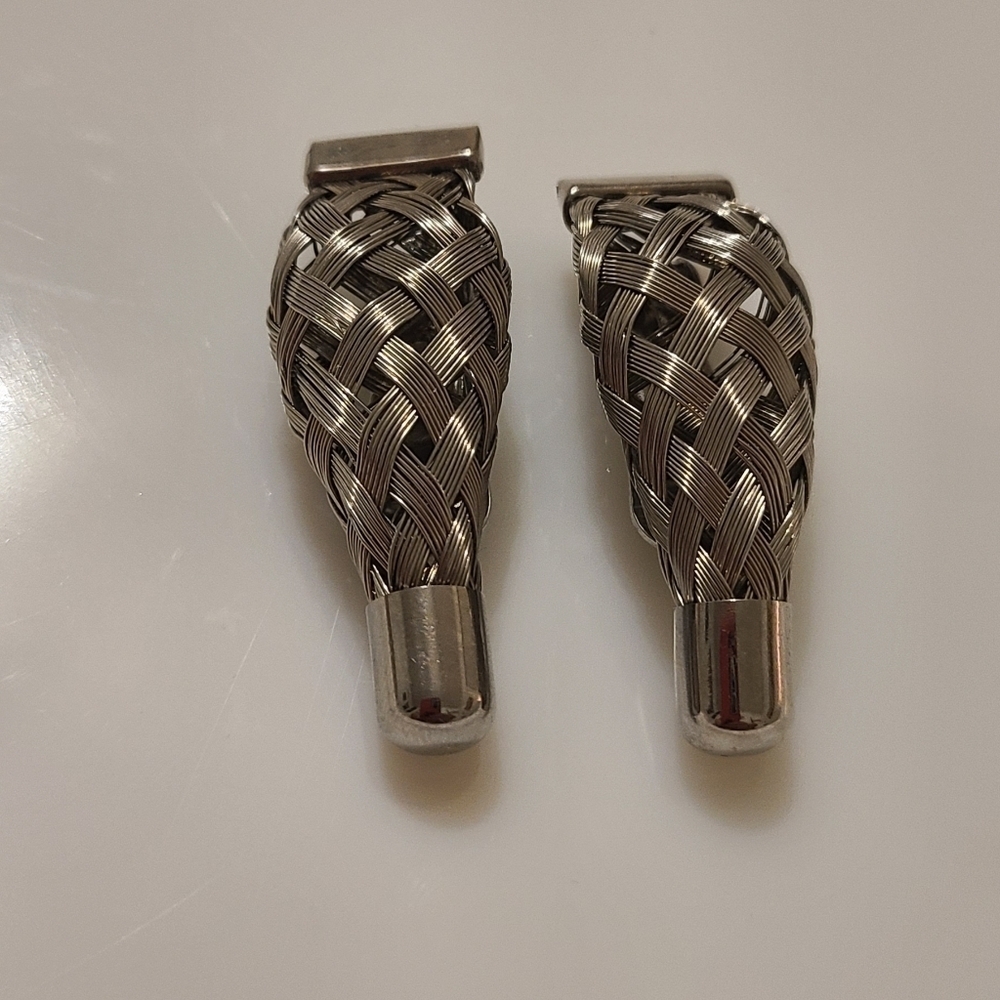 Vintage Basketweave Clip on Earrings